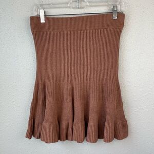 NWOT Free People Brown Sweater Skirt Size L